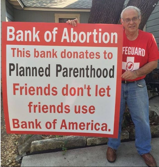 John Pisciotta, director of Pro-Life Waco John Pisciotta Bank of America Planned Parenthood