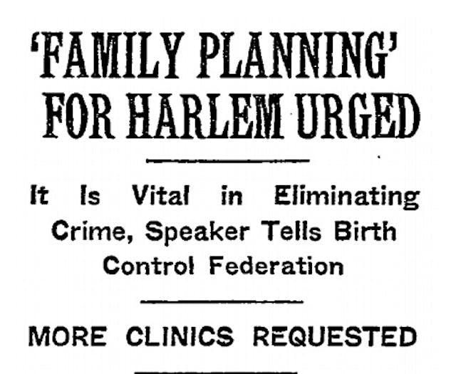 Image: 1942 article urges family planning for Harlem (Image credit New York Times)