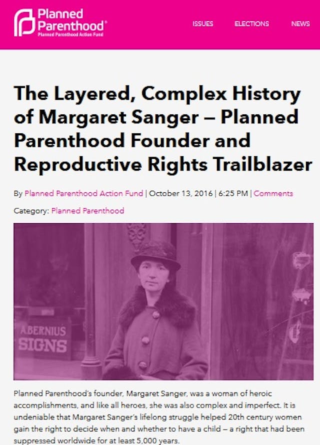 Margaret Sanger heroine Planned Parenthood Planned Parenthood not serious about disavowing racist history image