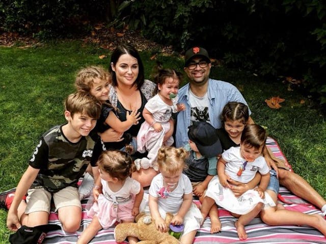 The entire Tucci family, including the quintuplets who were born after their parents refused abortion. Photo via Facebook. The entire Tucci family, including the quintuplets who were born after their parents refused abortion.
