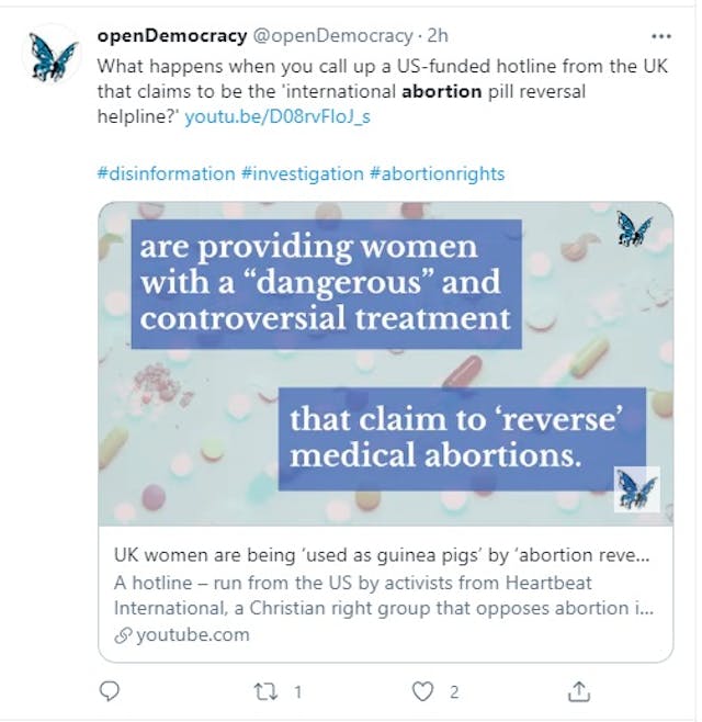 openDemocracy attacks Abortion Pill Reversal (APR) (Image: Twitter) Image: openDemocracy attacks Abortion Pill Reversal (APR) (Image: Twitter)
