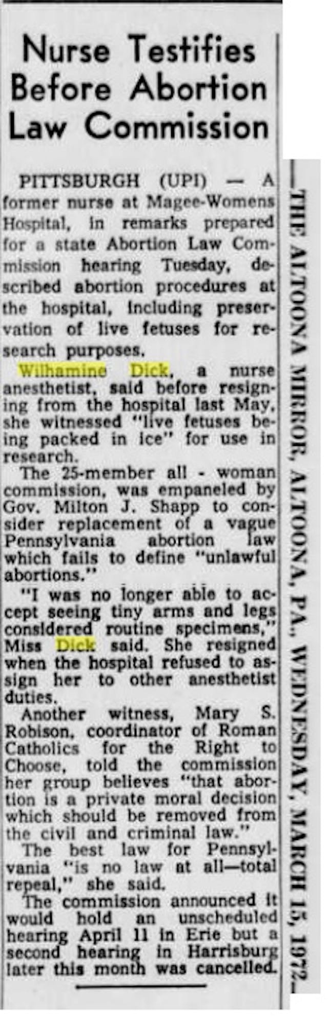 1972 Nurse testifies about living human fetuses shipped alive experimentation on abortion survivors
