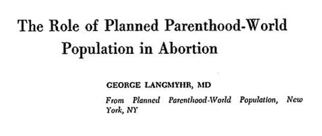George Langmyhr writes about Planned Parenthood first abortion facility Image: article George Langmyhr writes about Planned Parenthood