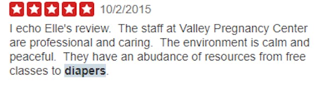 Grateful women leave pregnancy resource centers positive reviews online image