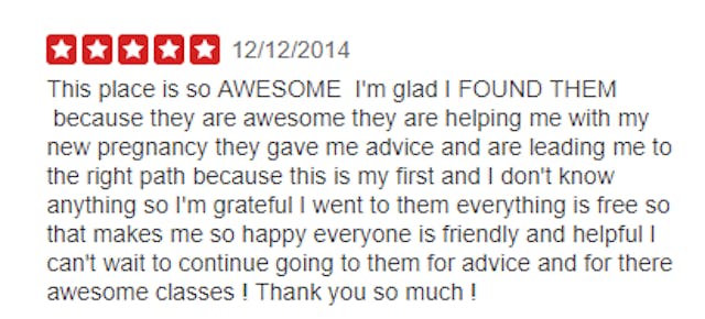 Grateful women leave pregnancy resource centers positive reviews online image