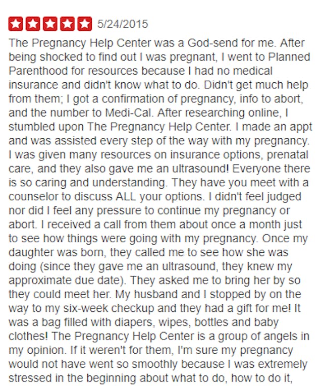 Grateful women leave pregnancy resource centers positive reviews online image