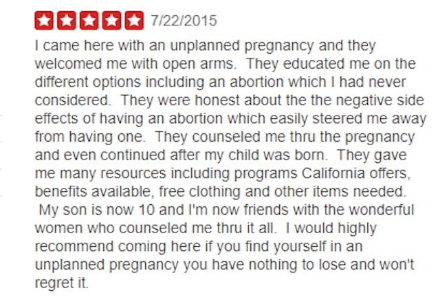 Grateful women leave pregnancy resource centers positive reviews online image