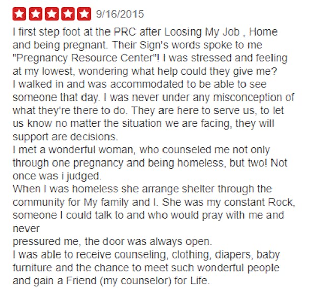 Grateful women leave pregnancy resource centers positive reviews online image