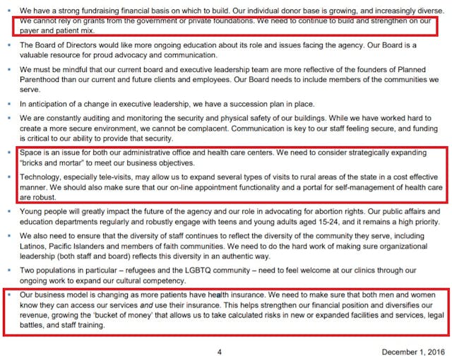 Image: Planned Parenthood Association of Utah Strategic Roadmap refers to Planned Parenthood patients as a bucket of money