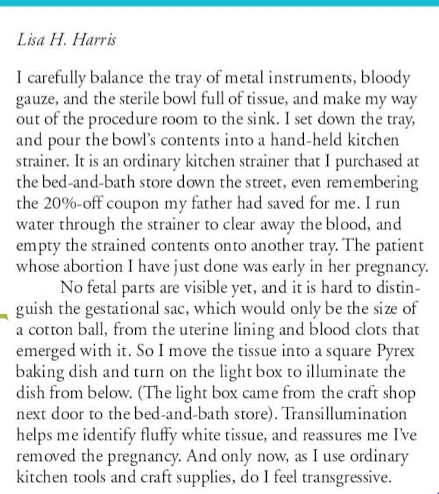 Lisa Harris kitchen tool abortion