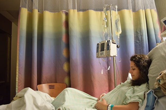 Staycie Kirkendall in the hospital before her daughter’s premature birth. Photo courtesy of Staycie Kirkendall. Petra Kirkendall was a premature baby.