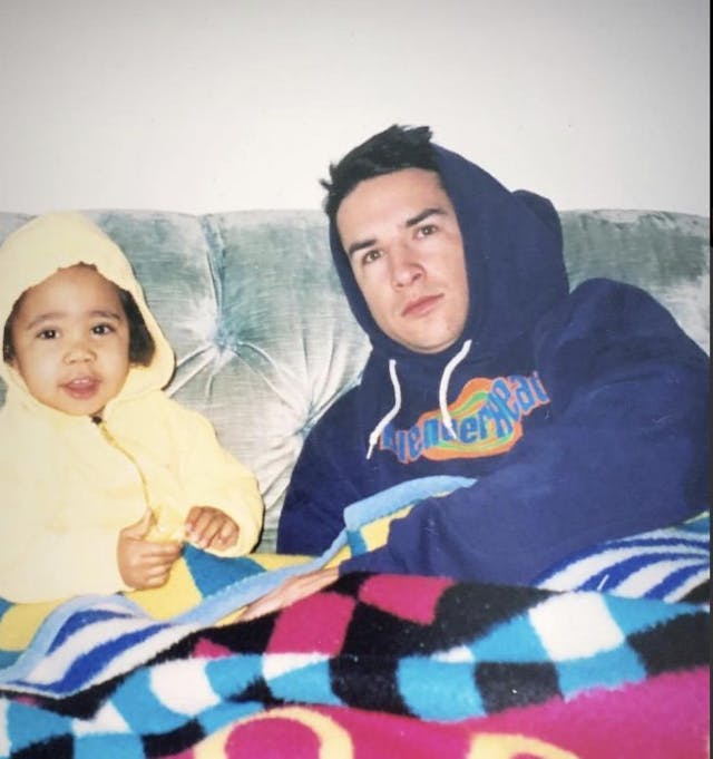 Justice with her adoptive father Sean Spearman, who died two years ago at the age of 43. Justice's mom chose life after rape