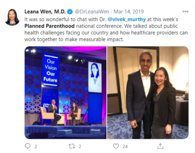 Biden Surgeon General Vivek Murthy attending a Planned Parenthood conference (Image: Twitter) Image: Biden Surgeon General Vivek Murthy attending a Planned Parenthood conference (Image: Twitter)