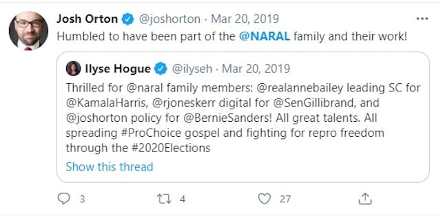 Josh Orton Biden Dept of Labor formerly NARAL (Image: Twitter) Image: Josh Orton Biden Dept of Labor formerly NARAL (Image: Twitter)