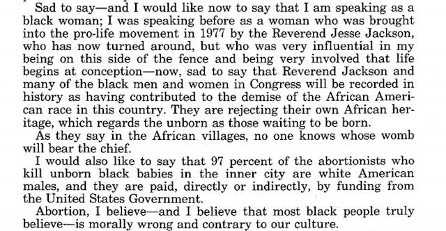 Delores Grier statement before Congress abortion and racism Image: Dr. Grier testimony on abortion