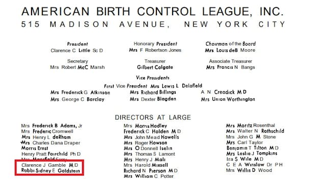 Clarence Gamble, a director of Margaret Sanger’s American Birth Control League Planned Parenthood, eugenics