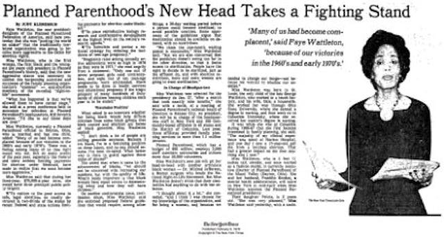 Faye Wattleton elected to Planned Parenthood board Image: article on Planned Parenthood