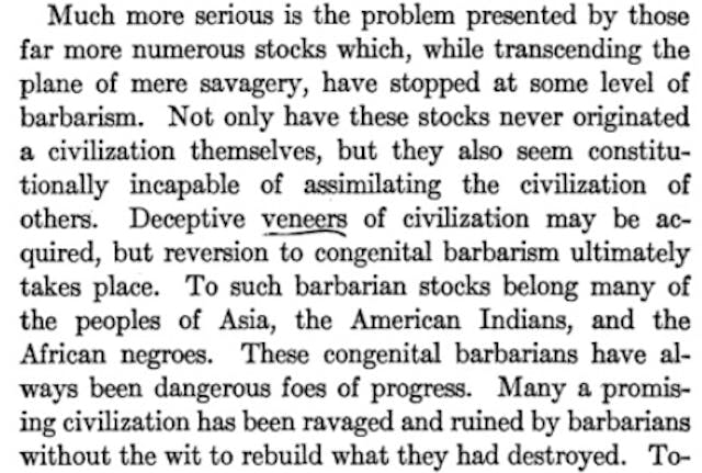 Eugenicist Lothrop Stoddard demeans Blacks in book (Image credit: The Revolt Against Civilization) Image: from Lothrop Stoddard Book