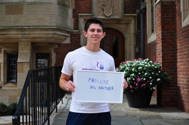 “Pro-life big brother” (Photo: Anthony Tokman) Yale students, Tokman