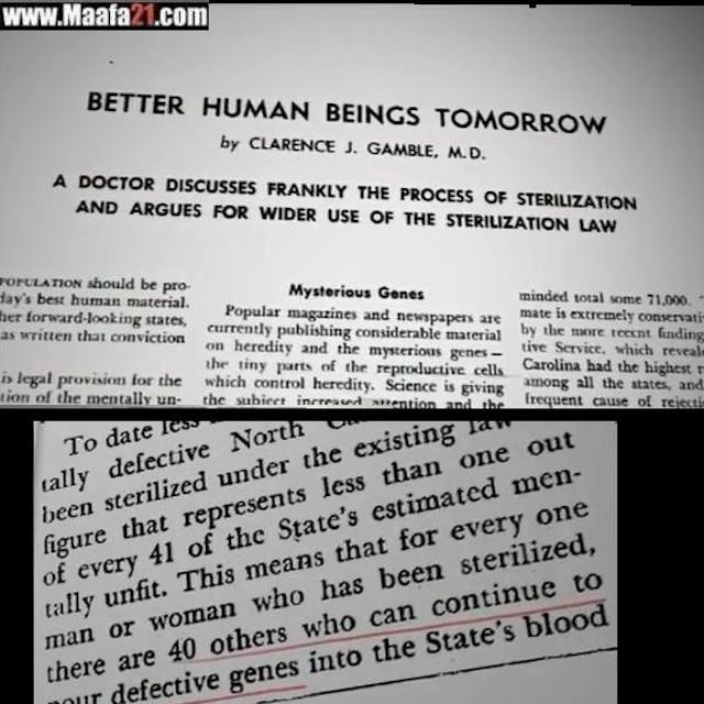 Clarence Gamble calls for eugenics sterilizations (Image: Maafa21) Planned Parenthood, eugenics