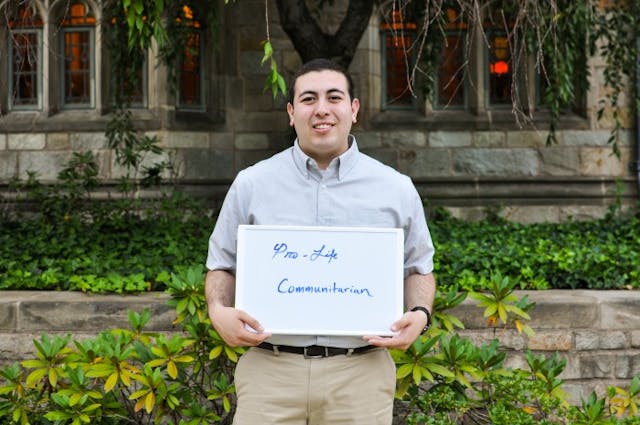 “Pro-life communitarian” (Photo: Anthony Tokman) Yale students, Tokman