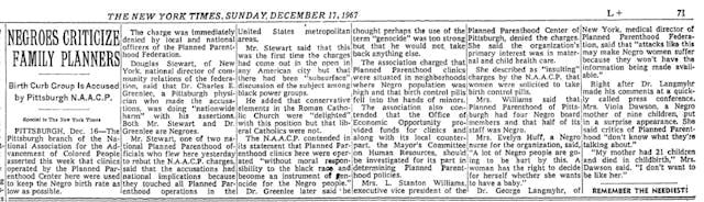 Image: Article accusing Planned Parenthood of Black genocide