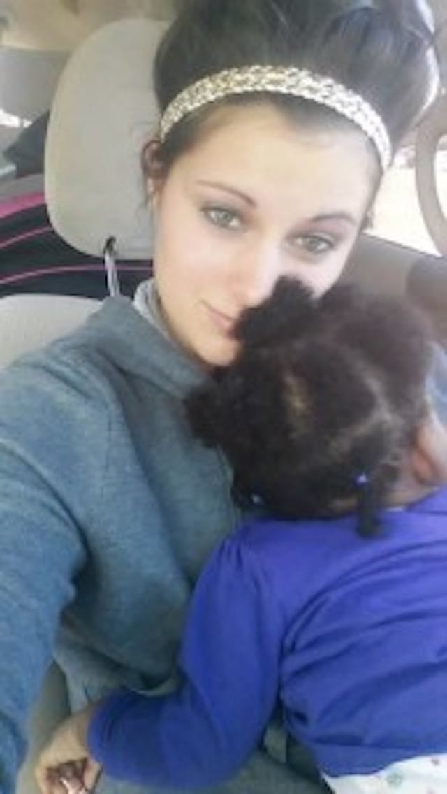 Rachel and one of her foster children. Rachel and one of her foster children.