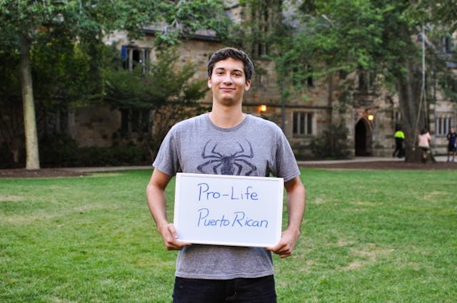 “Pro-life Puerto Rican” (Photo: Anthony Tokman) Yale students, Tokman