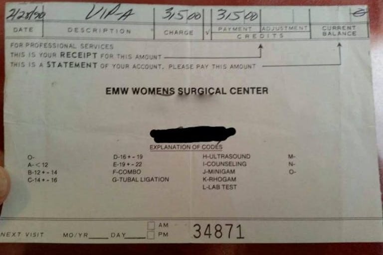 abortion receipt