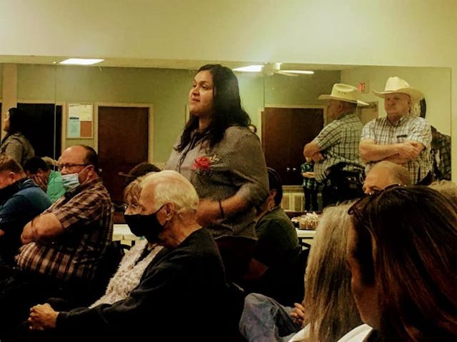 Rubi Hernandez, Director of Living Alternatives in Crockett, TX, speaks to the Grapeland City Council. Living Alternatives is a pregnancy and parenting support center that is located about 15 miles south of Grapeland and serves all of Houston County. (Photo: Mark Lee Dickson)