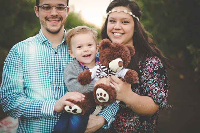 Brandon, Mandy and Elijah with the baby brother bear the hospital donated to Elijah. Brandon, Mandy and Elijah with the baby brother bear the hospital donated to Elijah.