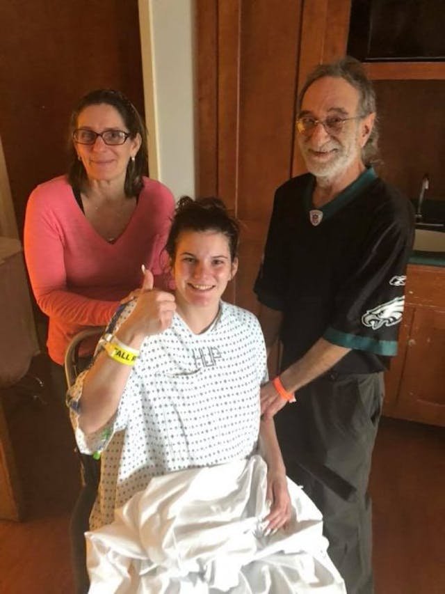 Dana Scatton with her parents shortly before her emergency C-section after she was diagnosed with a brain tumor. Dana Scatton with her parents shortly before her emergency C-section after she was diagnosed with a brain tumor.