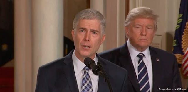 Pro-Life judge Neil Gorsuch stands with President Donald Trump.