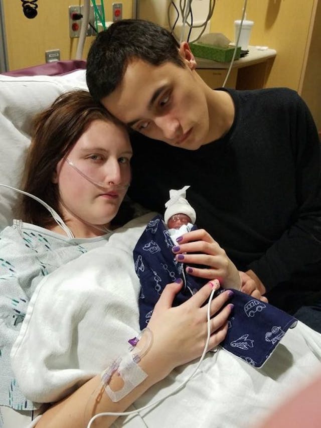Zane is pictured with his parents Kaden and Shelby after being born at just 19 weeks gestation. via Facebook Zane is pictured with his parents Kaden and Shelby after being born at just 19 weeks gestation.