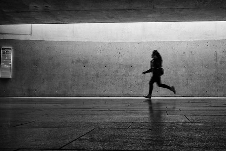 woman leaves
