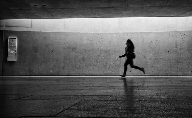 woman leaves