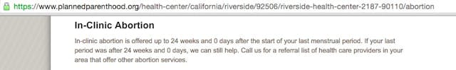 Abortions at 24 weeks, 0 days at the Riverside, California, Planned Parenthood