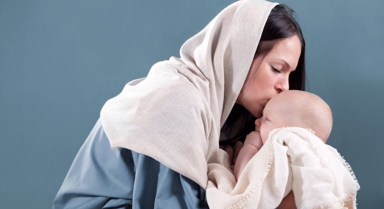 Nativity Scene with Mary and Baby Jesus