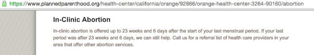 Abortions at 23 weeks, 6 days at the Orange, California Planned Parenthood