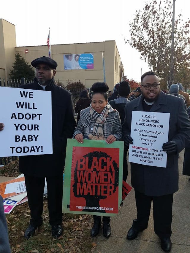 Black ministers from Church of God in Christ oppose Planned Parenthood Bishops and pastors gather at Missouri Planned Parenthood to condemn Black genocide image