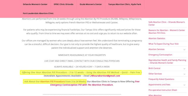 Screenshot, womenscenter.com Screenshot, womenscenter.com