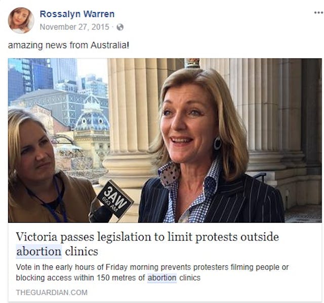 Rossalyn Warren favors limiting abortion protests New York Times writer calls for Facebook to censor pro-life message image