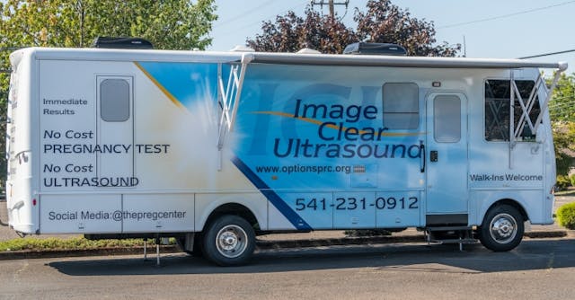 “Naomi,” the Options Pregnancy Resource Centers mobile clinic vehicle (Photo via Pregnancy Help News) Mom considering abortion found purpose when ‘she laid eyes on that little baby’ in an ultrasound image