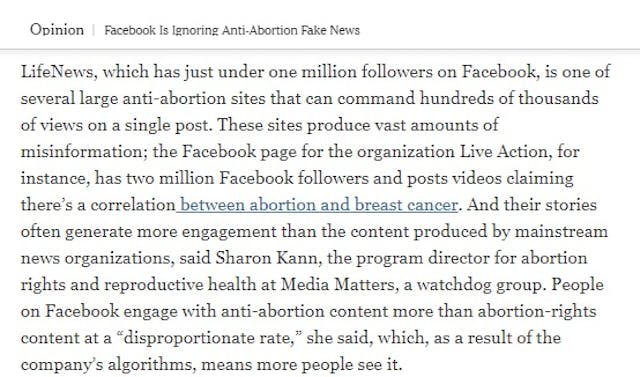 Rossalyn Warren attacks pro-life news sites in NYT New York Times writer calls for Facebook to censor pro-life message image