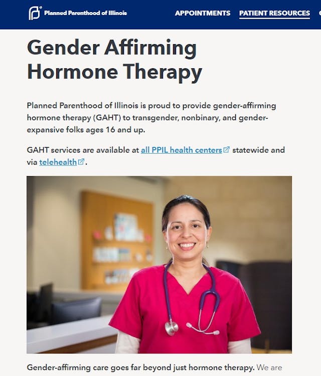 Planned Parenthood of Illinois GHAT Hormone Therapy to 16 and older Image: Planned Parenthood of Illinois GHAT Hormone Therapy to 16 and older