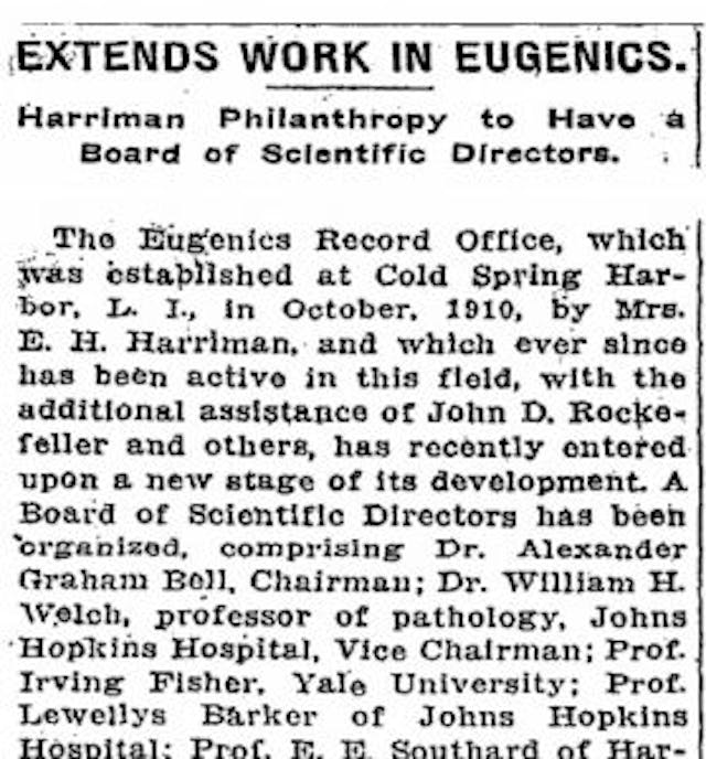 Rockefeller eugenics (image: New York Times) Rockefeller eugenics (image: New York Times)