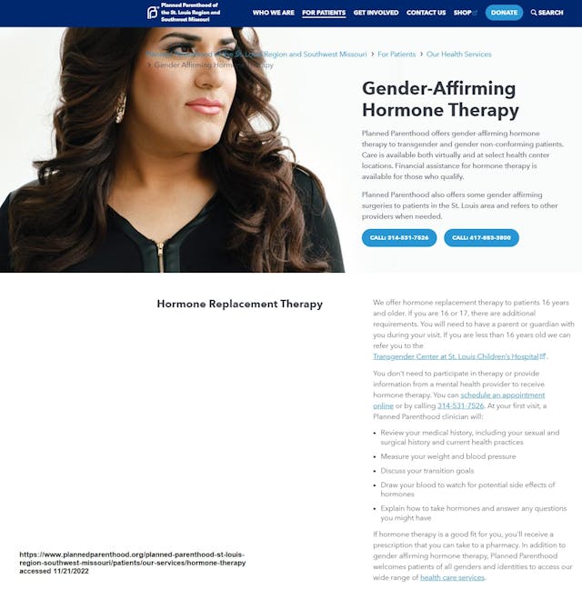 Planned Parenthood St Louis Region SW MO “Gender Affirming services” for teens Image: Planned Parenthood St Louis Region SW MO Gender Affirming services for teens