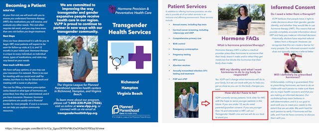 Image: Virginia League for Planned Parenthood transgender brochure