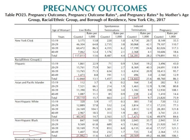 Live births v Abortions reported for New York City in 2017 ( Graph: NYC DOH) Image: Live births v Abortions reported for New York City in 2017 ( Graph: NYC DOH)