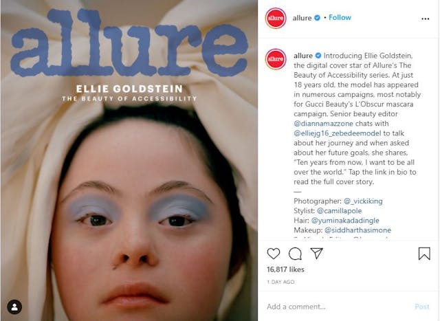 Groundbreaking model with Down syndrome graces the digital cover of Allure image
